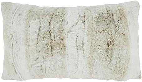 SARO LIFESTYLE Soft and Snuggly Faux Fur Poly Filled Throw Pillow, 12 x 20