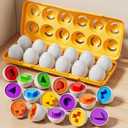 JUKUDAHU Matched Eggs Toddler Toys 1 2 3 4 Year Old - Shape Color Sorting Games, Kids Easter Eggs, Toddler Sensory Toys, Preschool Educational Boy Toy, Gifts for Baby 6-12 Months+