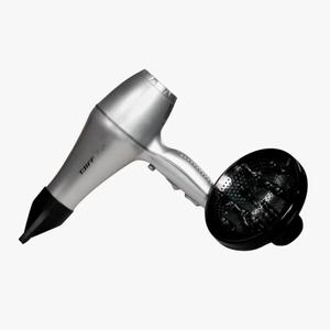 Taiff Style IonSense Professional Hair Dryer | 1875W Ionic Ceramic Blow Dryer with Diffuser | Lightweight Travel Friendly | Dual Voltage - Fast Drying | Silver