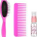 Civaner 3 Pieces Doll Wig Brush Set with Spray Bottle, Comb and Styling Accessories for 18 Inch Dolls(Pink)