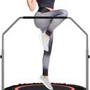 ALTLER 40" Foldable Mini Fitness Rebounder with Adjustable Foam Handle, Max Load 330/440 lbs, Indoor Cardio Exercise Rebounder for Adults