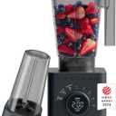 Chefman Obliterator 48 oz Countertop Blender for Smoothies, 1380W Motor to Crush Ice, Nuts, and Frozen Fruit with Stainless Steel Blade, Auto Blend Function, Includes 20 oz Travel Jar - Midnight