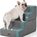 Made4Pets Dog Stairs for High Bed, Extra Wide Pet Stairs for Bed Couch Sofa, 35D Foam Pet Steps for Small Dogs and Cats(Up to 40lbs), NonSlip Bottom Dog Steps, Grey, 5 Steps