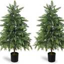 Real Touch Artificial Cedar Topiary Trees 3FT, 2 Sets of Realistic Potted UV Resistant Fake Plants for Front Porch for Outdoor & Indoor Front Porch, Garden, Patio, and Farmhouse Decor