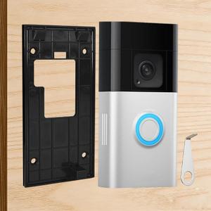 No Drill Doorbell Adhesive Mount Compatible with Ring Battery Doorbell (2024 Release), Doorbell Backplate Mounting Bracket for Apartments Office Houses, 2 Pack Double Sided Tape, 1 Pack Doorbell Key