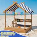 SATINIOR 47 x 40 Sandbox Replacement Canopy Blue and White Top Cover for Sandbox with Canopy UV Resistant Waterproof Oxford Fabric Roof Cover for Outdoor Shade Shelter