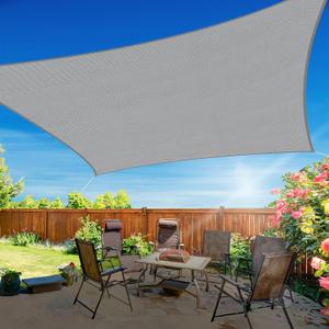 10'x13' Sun Shade Sail, UV Protection Outdoor Shade, Curved Tear Resistant Heavy Duty Sun Shade for Patio Garden, Backyard, Deck, Car Port, Playground, (Grey) (Gray)