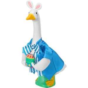 Geyoga Easter Porch Goose Outfit 23inch Funny Bunny Goose Outfit with Egg Bunny Geese Clothes for Happy Easter Outdoor Garden Porch Door Pathway Yard Decor