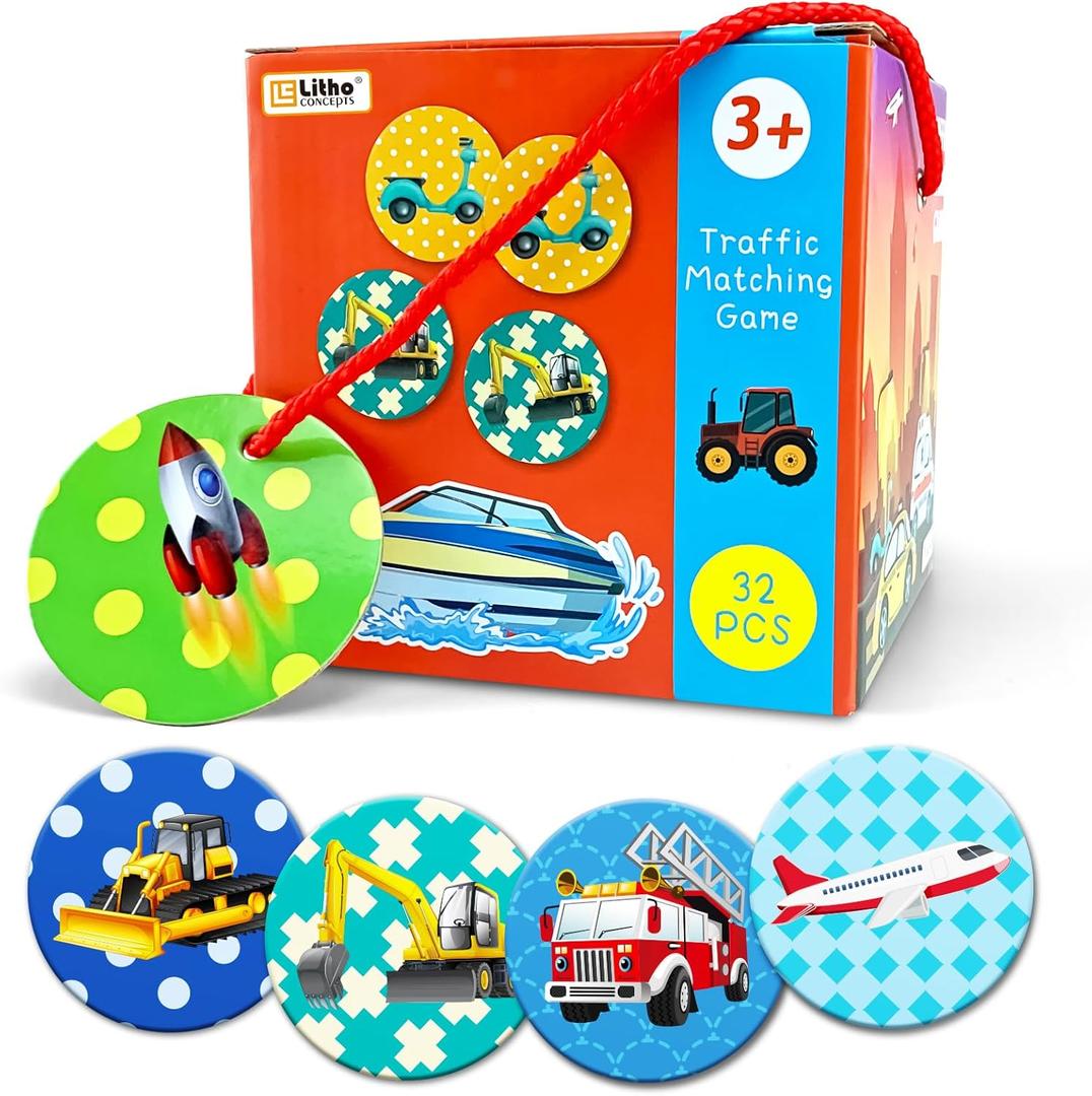 Memory Matching Game Memory Game for Toddlers 24 years Transportation Theme Memory Games for Kids Ages 48 and Up, Memory Matching Games for Toddlers 35,Non Toxic Preschool Educational