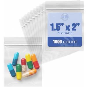 1.5 x 2 Inch Resealable Plastic Bags 1000 Pack  Clear Reclosable Mini Bags with Zipper Seal for Jewelry, Beads, Small Parts, Crafts, Hardware