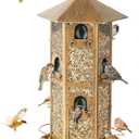 Multi Layer Bird Feeder for Outdoors, Hexagonal Tower Shaped Bird Feeders for Garden Patio Outside Hanging, Metal Wild Finch Feeder for Small Sparrows -4Lbs Capacity