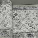 2x6 Area Rug Print Washable for Living Room Low Pile Non Slip Soft Thin Carpet Boho Vintage Floral Rug Stain Resistant for Bedroom Dining Room Kitchen Playroom Greywhite
