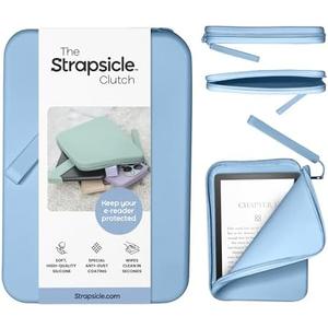 Strapsicle Silicone Clutch for Kindle & E-Readers – Multi-Purpose Bag for Phone, Wallet & Keys – Fits 6.8″–7″ Paperwhite 2024, 6″ Kindles, Kobos, Nook – Anti-Dust Coating - Bondi Blue