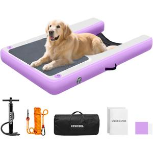 Inflatable Dog Boat Ramp for Large Dogs up to 200 lbsNon Slip EVA Floating Dog Dock Ladder with 3D Steps, Secure D-Rings & Ropes, Portable & Foldable Pool Ramp for Boats, Pools & Lakes (Purple)