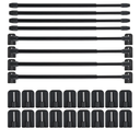 Jetec 8 Pieces Adjustable Plastic Net Curtain Rod 15.7-27.5 Inch Self Adhesive Shower Curtain Rods for Window Cupboard Bars Tension Drill Less Accessories for Home Bathroom Hotel (Black)