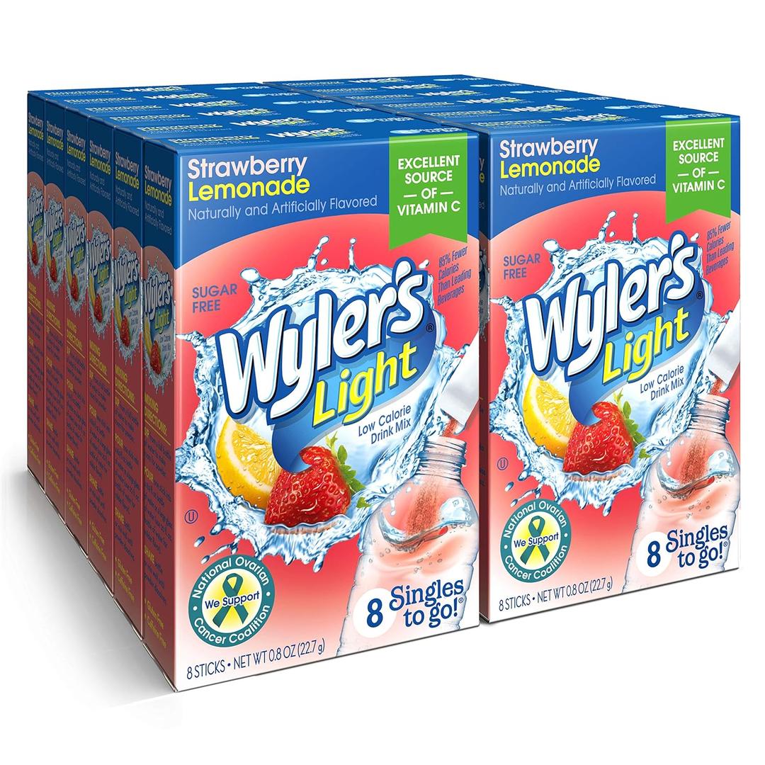 Wyler's Light Singles To Go Water Drink Mix, Strawberry Lemonade, 96 Count (EXP 08/31/28)