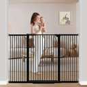 65.7"-72.2" Extra Wide Baby Gate, 40.5" Tall Dog Gate Indoor,Walk Through Pet Gates for Doorways Kitchen No Drilling Auto Close Pressure Mounted Safety Child Toddler Gate, Black