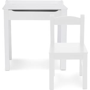 Melissa & Doug Wooden Child's Lift-Top Desk & Chair - White Play Desk and Chair Set for Toddlers and Kids Ages 3+