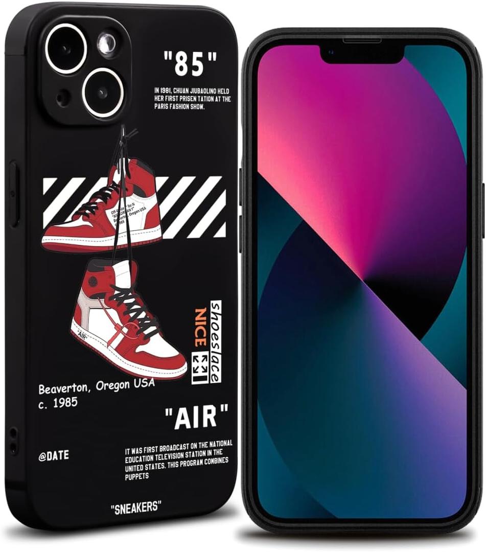 Cool Phone Case for iPhone 14 Plus Case for Boys Men Aesthetic Basketball Drop-Resistant Sport Sneaker Street Design Shockproof Designer Cases Compatible with iPhone 14 Plus Case Black