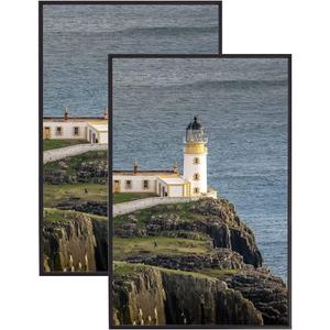 24x32 Aluminum Frame,2 Pack Plexiglass Thin Edge Picture FrameBlack Poster Frame Wall Mounted Hang, Vertically and Horizontally