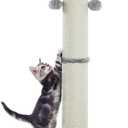 34Inch Tall Cat Scratching Post,4.3Inch Diameter Large Sisal Cat Scratch Post with Ball, Sturdy and Durable Cat Scratcher for Indoor Cats Adults Grey