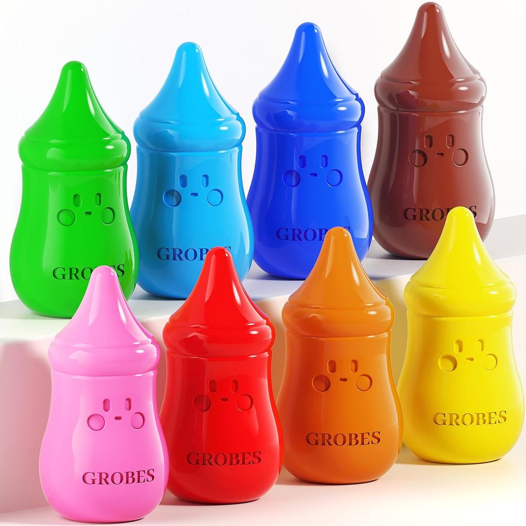 8 Colors Baby Crayons for Toddlers 1-3, Non-Toxic Washable Jumbo Silky Crayons for Kids Ages 4-8, Easy Grip,Engaging and Educational Art Supplies and Gift for Babies