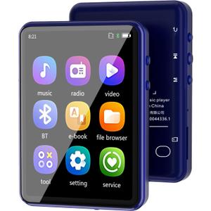CONODO MP3 Player with Bluetooth, Touch Screen MP3 Music Player with Speaker, FM Radio, E-Book, Timing Shutdown, Resume Play, Portable Bluetooth MP3 Player with SD Card Slot Blue 64GB