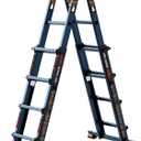 LANBITOU Ladder, A Frame 4 Step Ladder Extension, 14 FT Anti-Slip Multi Position Ladder, Storage Folding Ladder, 300 lbs Security Load Telescoping Aluminum Ladders for Stairs Home Indoor Outdoor Roof