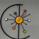 Unique Metal Wall Clock 14 Inch Mid-Century Modern Clock with Silent Mechanism Decorative Colorful Clock for Living Room, Kitchen, Office DecorMetal Wall Clock