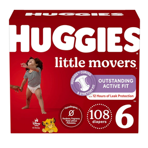 Huggies Size 6 Diapers, Little Movers Baby Diapers, Size 6 (35+ lbs), 108 Count (2 Packs of 54), Packaging May Vary