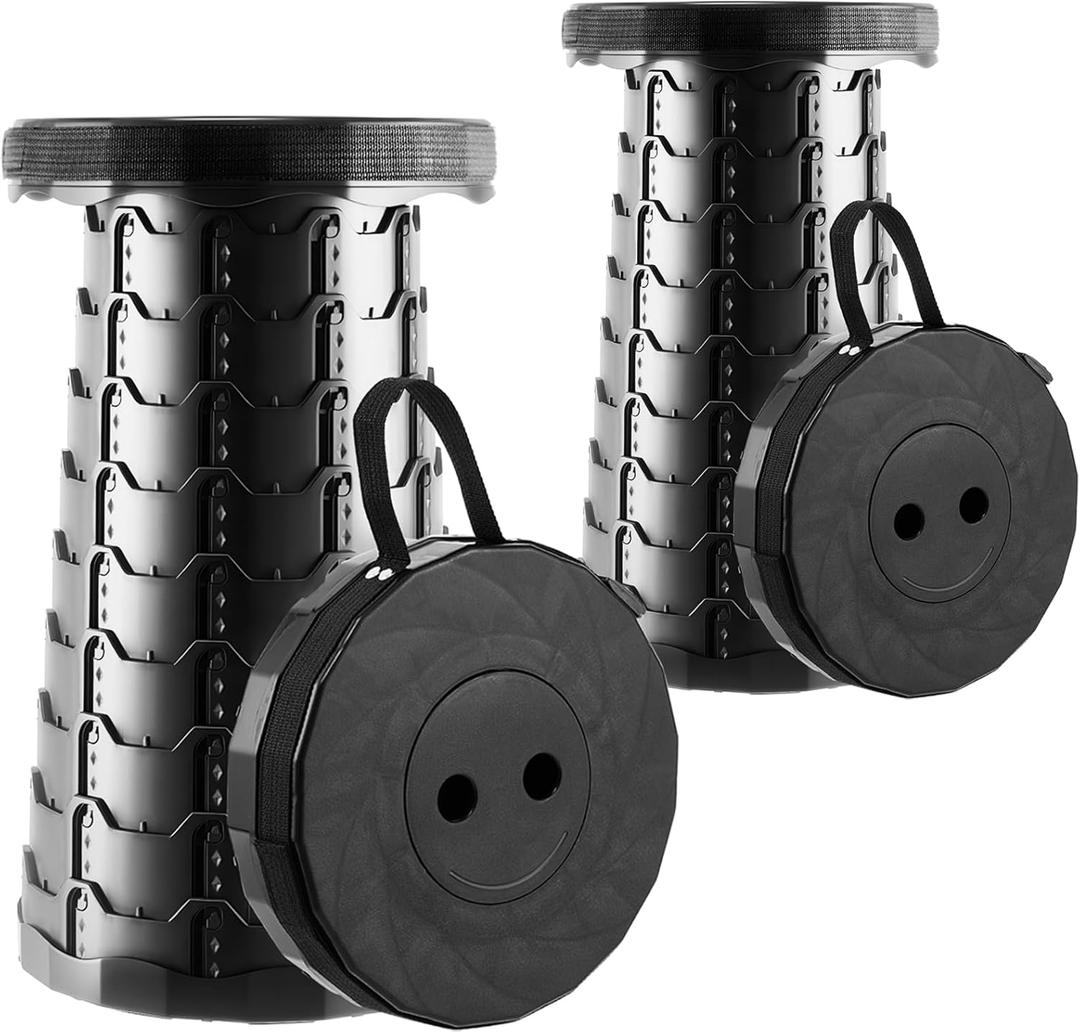 Upgraded Foldable Stool Thickened, Portable Collapsible Stool Retractable Stool for Fishing, Hiking Tours, BBQ, Parties, Outdoor Activities (Pack of 2, Black) Upgraded Foldable Stool Thickened, Portable Collapsible Stool Retractable Stool for Fishing, Hiking Tours, BBQ, Parties, Outdoor Activities (Pack of 2, Black)