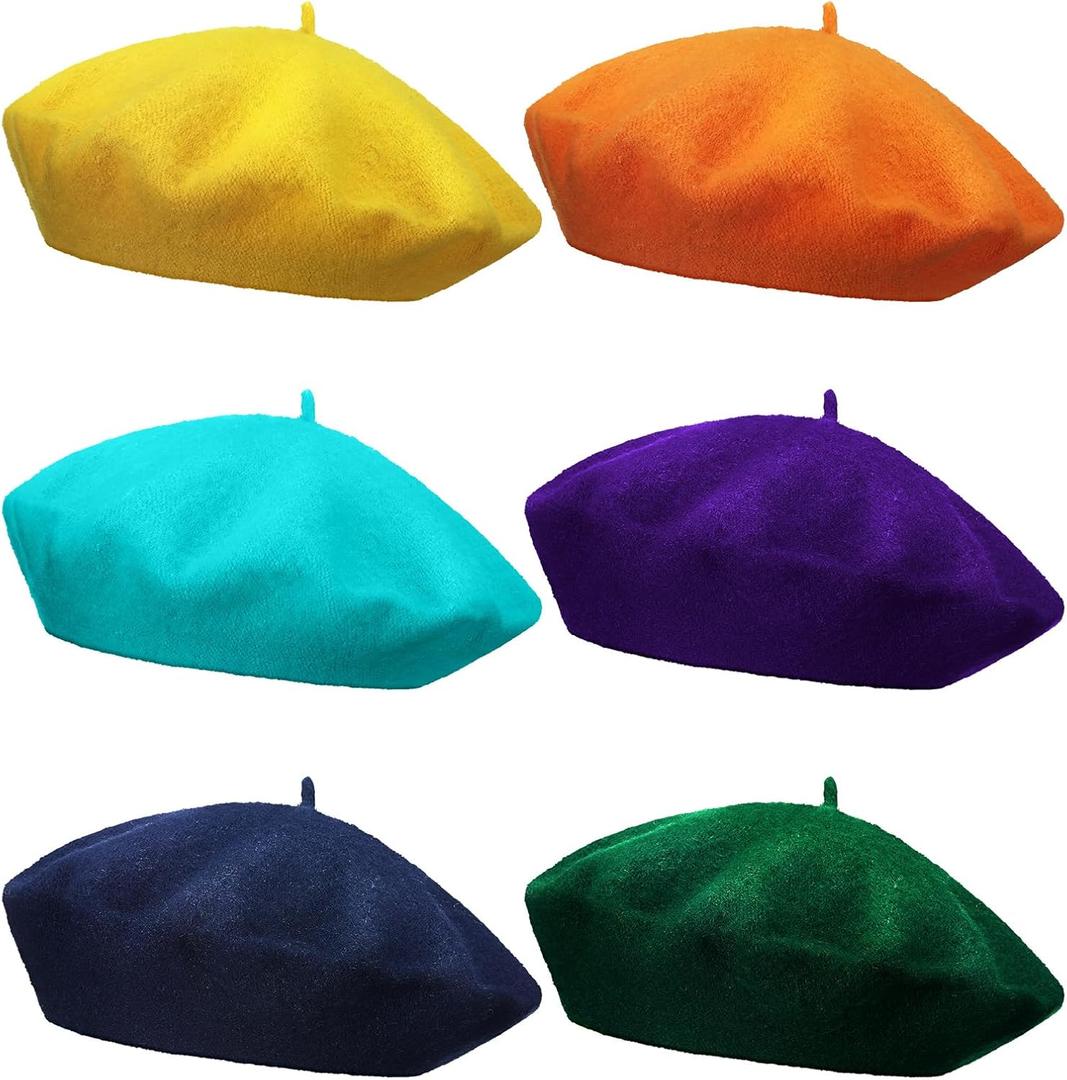 Blulu 6 Pieces Women Wool Beret Hat French Style Beret Beanie Cap Solid Color Winter Hat