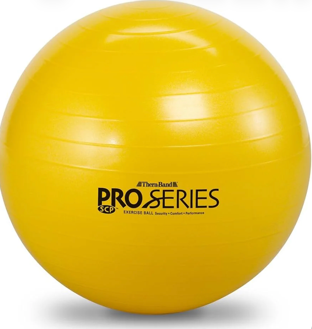 THERABAND Pro Series Exercise Ball, 22" Red Stability Ball for 5'1"–5'6" Users, Anti-Burst Yoga & Pilates Ball, Balance & Core Trainer, For Athletes Fitness at Gym & Home, Yellow