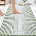OLANLY Bathroom Rugs 30x20, Extra Soft Absorbent Chenille Striped Bath Rugs, Rubber Backing, Machine Wash Dry, Bath Mats for Bathroom Floor, Tub and Shower, Home Decor Accessories, Sage Green