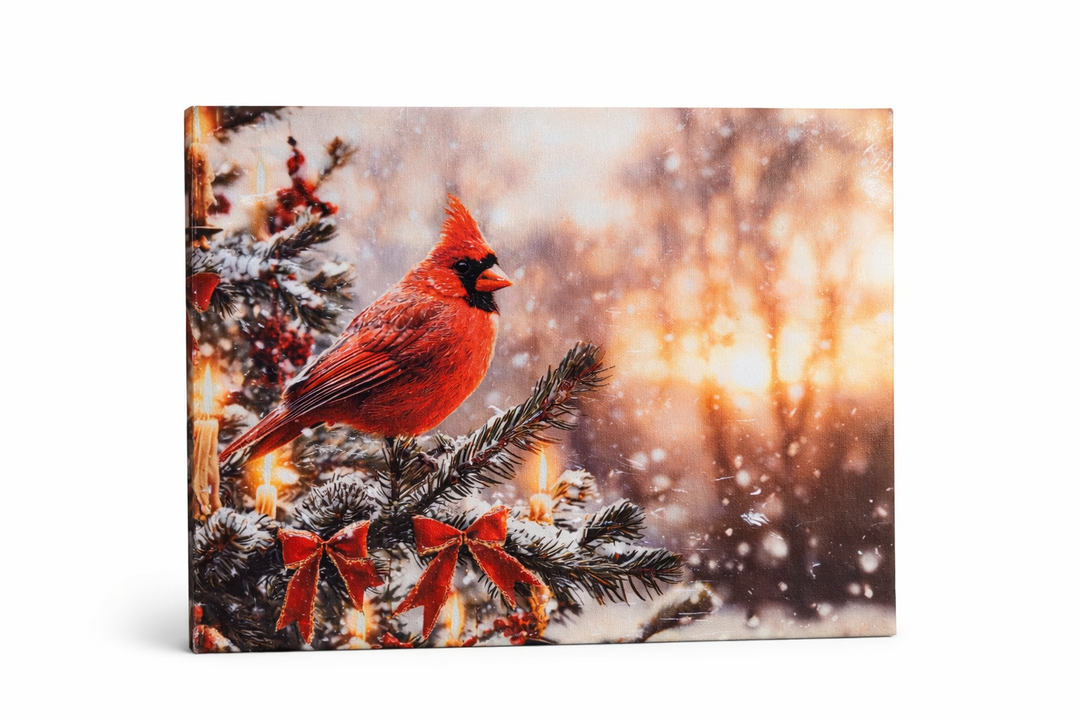 XINCEYWJ Winter Christmas Cardinal Wall Art Decor, Winter Canvas Art Prints Framed, Cottagecore Farmhouse Winter Xmas Cardinal Pictures Wall Decorations for Home Bedroom Living Room, 11x14 Inches