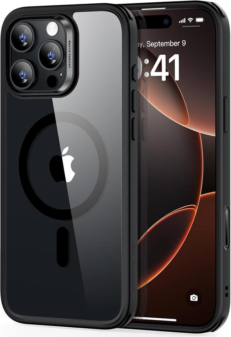ESR for iPhone 16 Pro Max Case, Compatible with MagSafe, Shockproof Military-Grade Protection, Scratch-Resistant Back, Magnetic Phone Case for iPhone 16 Pro Max, Classic Hybrid Case, Clear Black