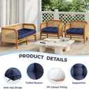 3 Pieces Patio Chair Cushion Set for Outdoor Wicker Furniture, Regular Size