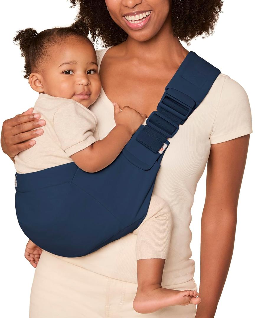 Ergobaby Upsie Sling Baby Carrier for Babies and Toddlers 6-48 Months (17-45 lbs) - 2-Position Ergonomic Baby Carrier with Front Storage Pocket, Hip-Healthy Positioning - Midnight Blue