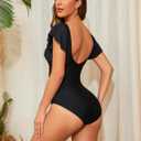 One Piece Swimsuit Women Tummy Control 2024 Bikini Swimsuit Cutout for Women Bathing Suit for Women (Black, M)