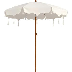 6.5FT Boho Fringe Patio Umbrella, Mediterranean Wedding Umbrella