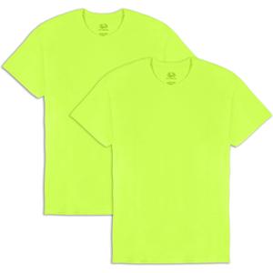 Fruit of the Loom Men's Eversoft Cotton T Shirts, Breathable & Moisture Wicking with Odor Control, Sizes S-4x (Large, 2 Pack Safety Green)