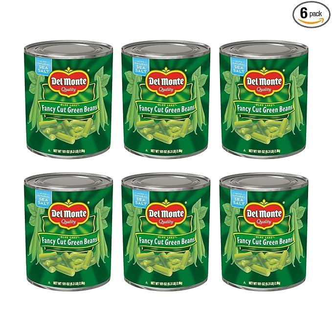 Del Monte Blue Lake Fancy Cut Green Beans, Canned Vegetables, 6.31 lb, Pack of 6