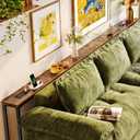 Huuger 110.2 Inch Behind Couch Table with 2 Power Outlets and USB-C Ports, Extra Long Narrow Sofa Table for Sectional Sofa, Skinny Console Table with Anti-Bump Pads, for Living Room, Rustic Brown