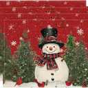 Artoid Mode Snowman Cardinals Trees Christmas Placemats for Dining Table, 12 x 18 Inch Seasonal Winter Birds Xmas Holiday Rustic Vintage Thanksgiving Washable Table Mats Set of 4 (Red)