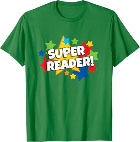 2 PCS Star Reader Super Reader T Shirt Kids Reading Award T-Shirt, Size M