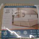 MIYE Pleated Waffle Weave Bed Skirt, Tailored Dust Ruffle 12 Inch Drop Easy Fit, Machine Washable,No Split Corners (Beige, Queen - 12" Drop)