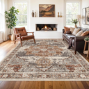 RUUGME Washable 8x10 Area Rugs - Large Rugs for Living Room Stain Resistant Carpet Vintage Rugs for Bedroom with Non Slip Backing Home Decor Floor Decoration Mat (8x10 Brick)