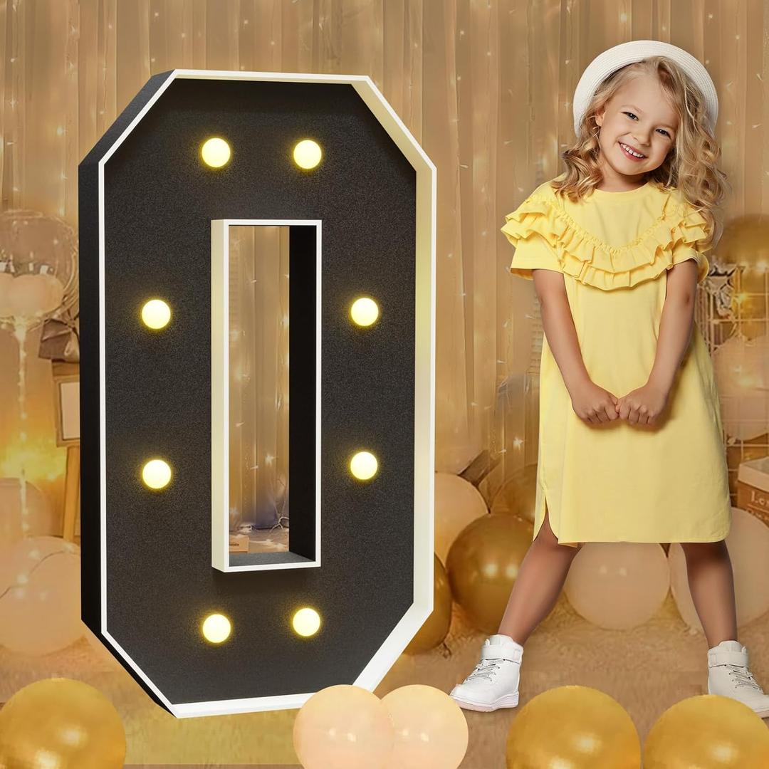 imprsv Marquee Letters Black 3FT: Black Party Decor - Light Up Letter O Large 3 Feet Tall - Party Decorations Letter for Love Birthday Wedding Proposal