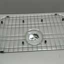 iPEGTOP Sink Bottom Grid 23" x 13", Stainless Steel Sink Protector Rear Drain with Corner Radius 2", Sink Grate Rack for Bottom of Kitchen Sink Single Bowl with Hole Cover, One Piece