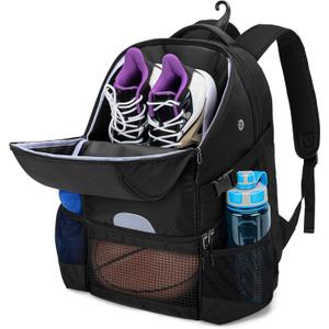 DSLEAF Basketball Backpack for Men, Soccer Bag with Ball Compartment & Shoe Compartment for Basketball, Soccer, Volleyball Training